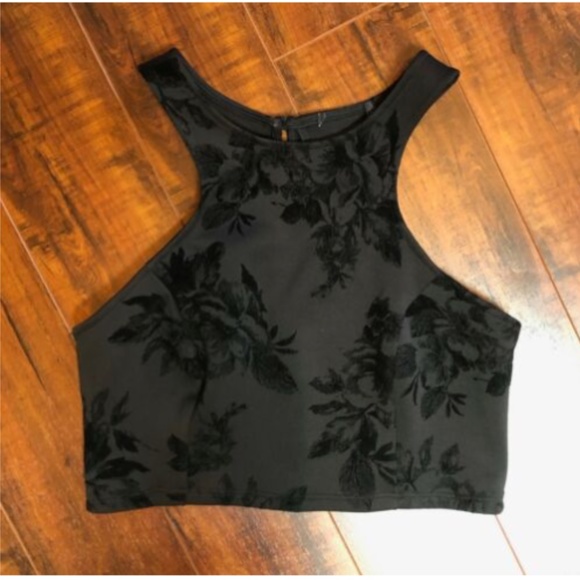 Vintage Flower Cropped Criss Cross Shirt Top - Picture 2 of 3